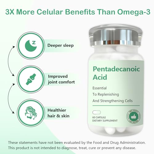 DNOUHN 2PCS Pentadecanoic Acid, Pentadecanoic Acid Formula Supplement, Sourced from High-Altitude Sheep Milk, 60 Capsules