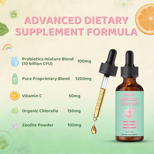 DNOUHN Parasite Cleanse for Humans & Kids,Parasite Cleanse Liquid Drops with Wormwood, Black Walnut, Clove, Zeolite, Organic Chlorella, Oregano & Probiotics – Alcohol-Free, 2 Fl Oz (30 Servings)