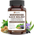 Wormwood Black Walnut Clove Parasite Cleanse for Humans Capsules – Natural Gut Detox & Digestive Health with Pumpkin Seeds Garlic Oregano Turmeric, Vegan 60 Counts