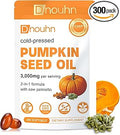 DNOUHN Pumpkin Seed Oil with Saw Palmetto Capsules, Essential Fatty Acids & Phytosterols, Pumpkin Seed Oil for Hair Growth, Urinary, Bladder & Prostate Health, Cold Pressed Pure Virgin, 300 Softgels